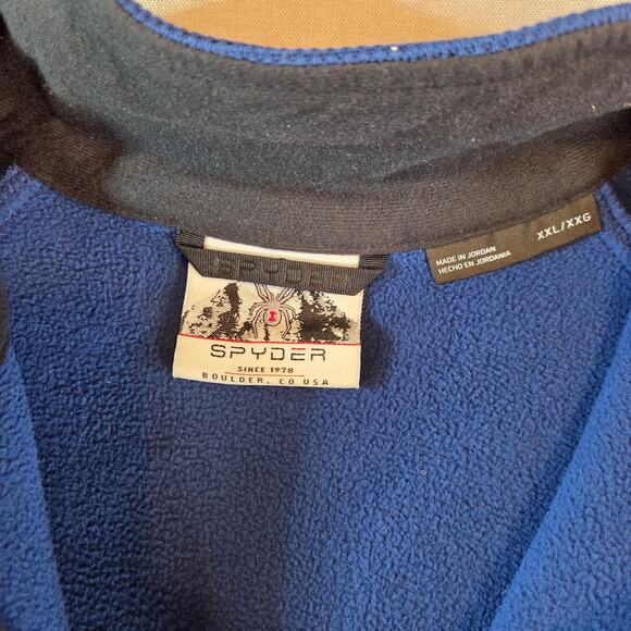 Spyder Men’s XXL 1/4 Zip Pullover Blue Black Yellow Performance Fleece - Picture 5 of 16